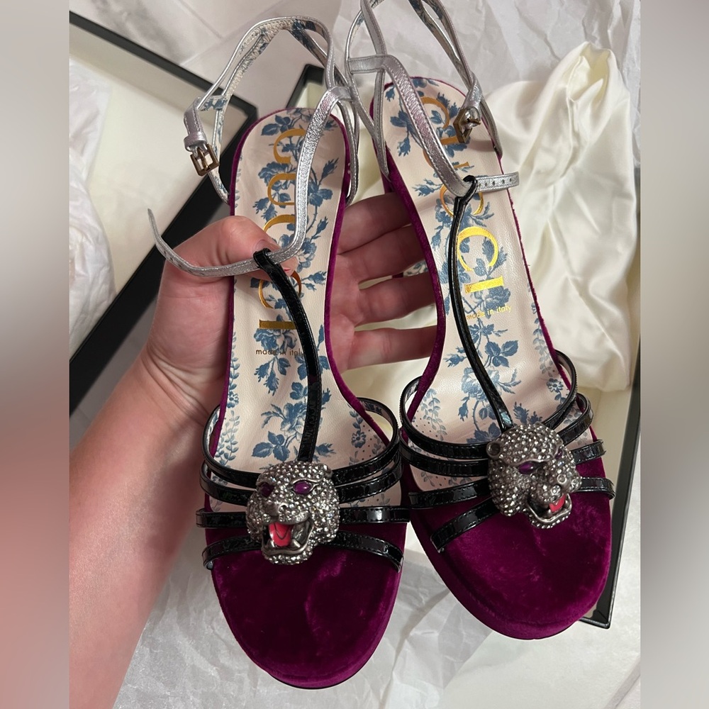 Gucci Elias Velvet Platforms Size 8.5